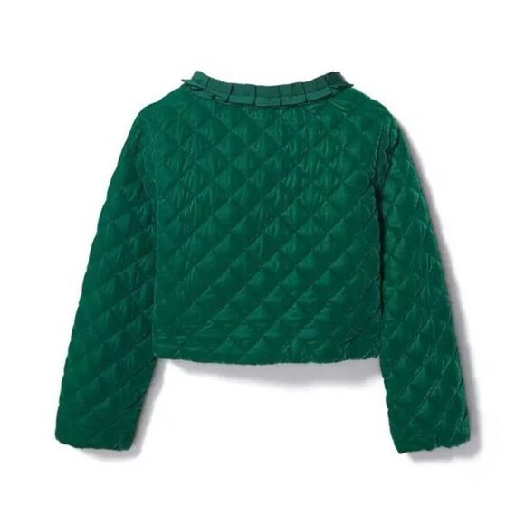 Janie and Jack Velvet Quilted Jacket 3T 4T Enchanted Forest Green Button Front - Picture 2 of 8